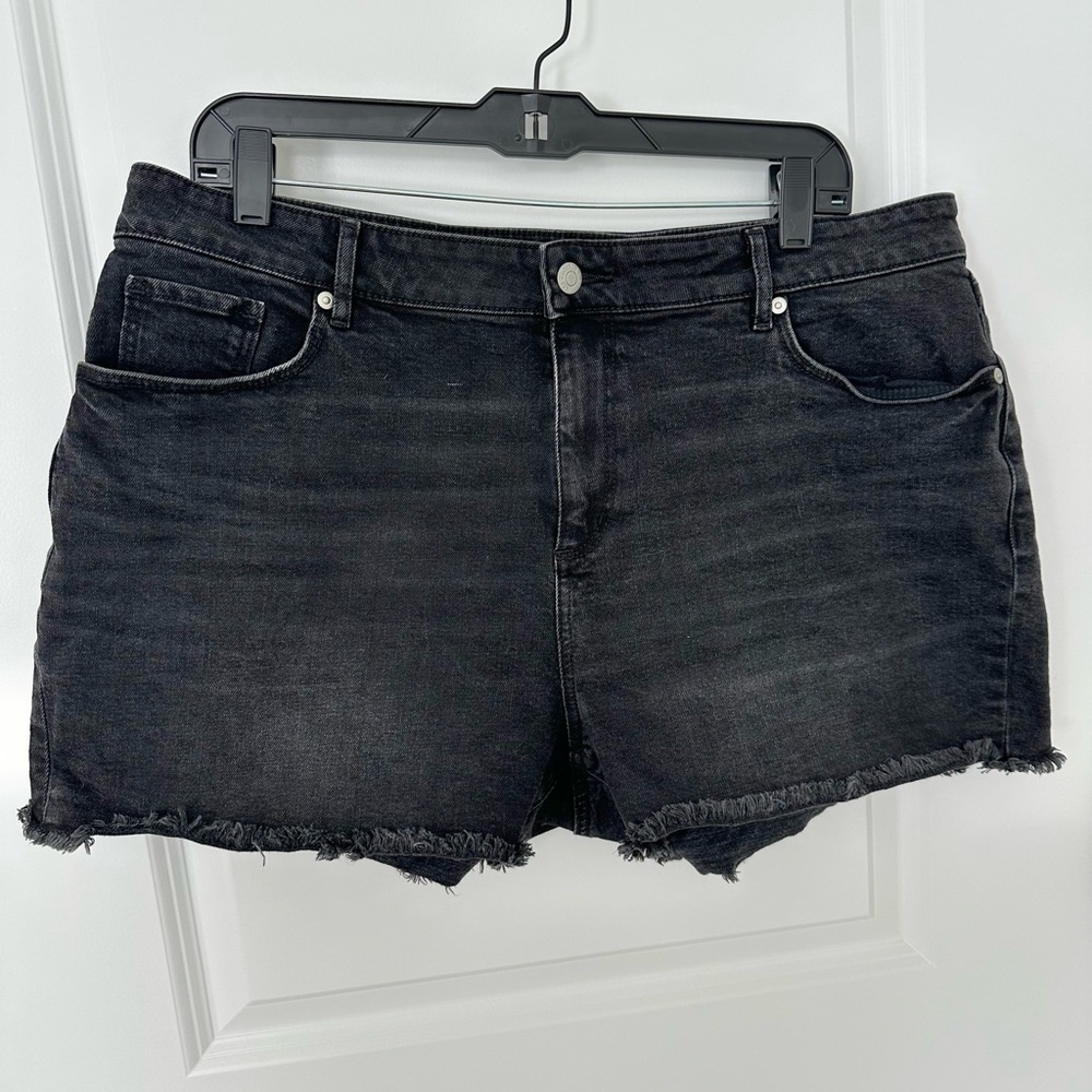 LOFT Faded Black Frayed Denim Shorts